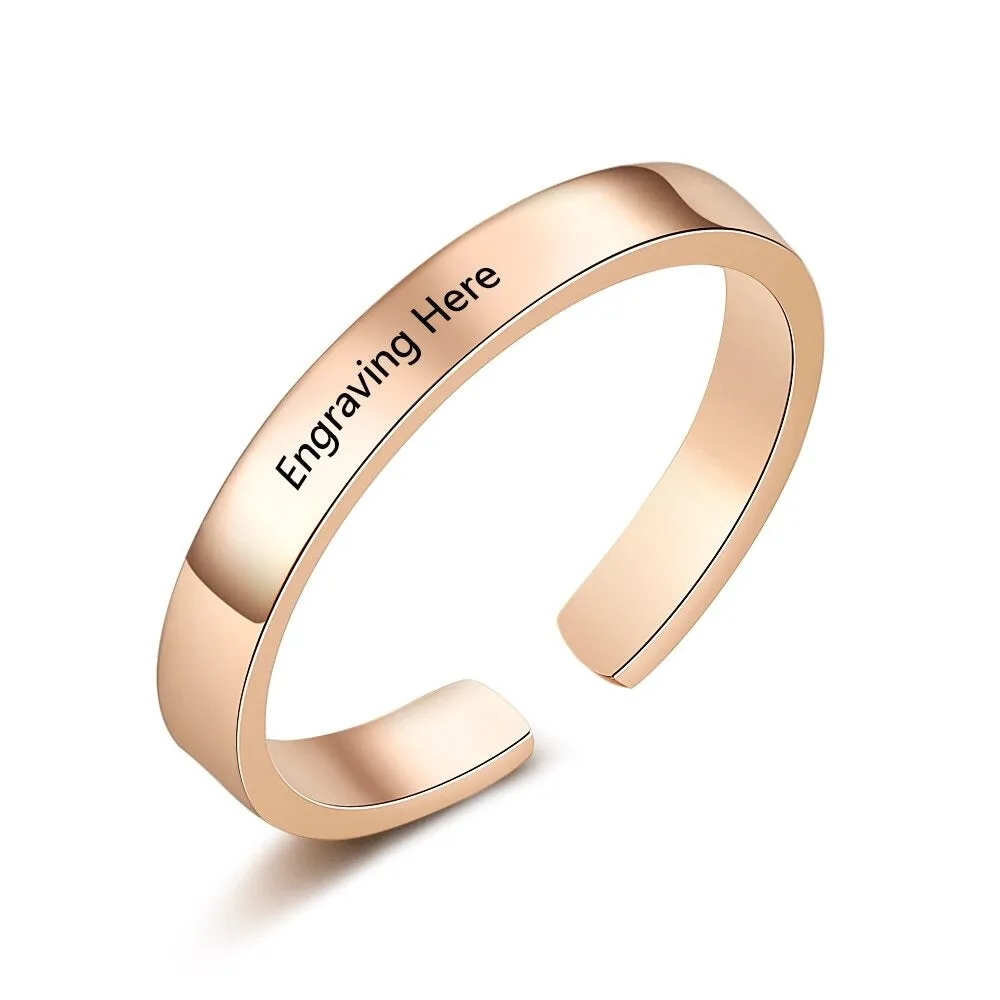 Classic Personalized Stainless Steel Adjustable Rings