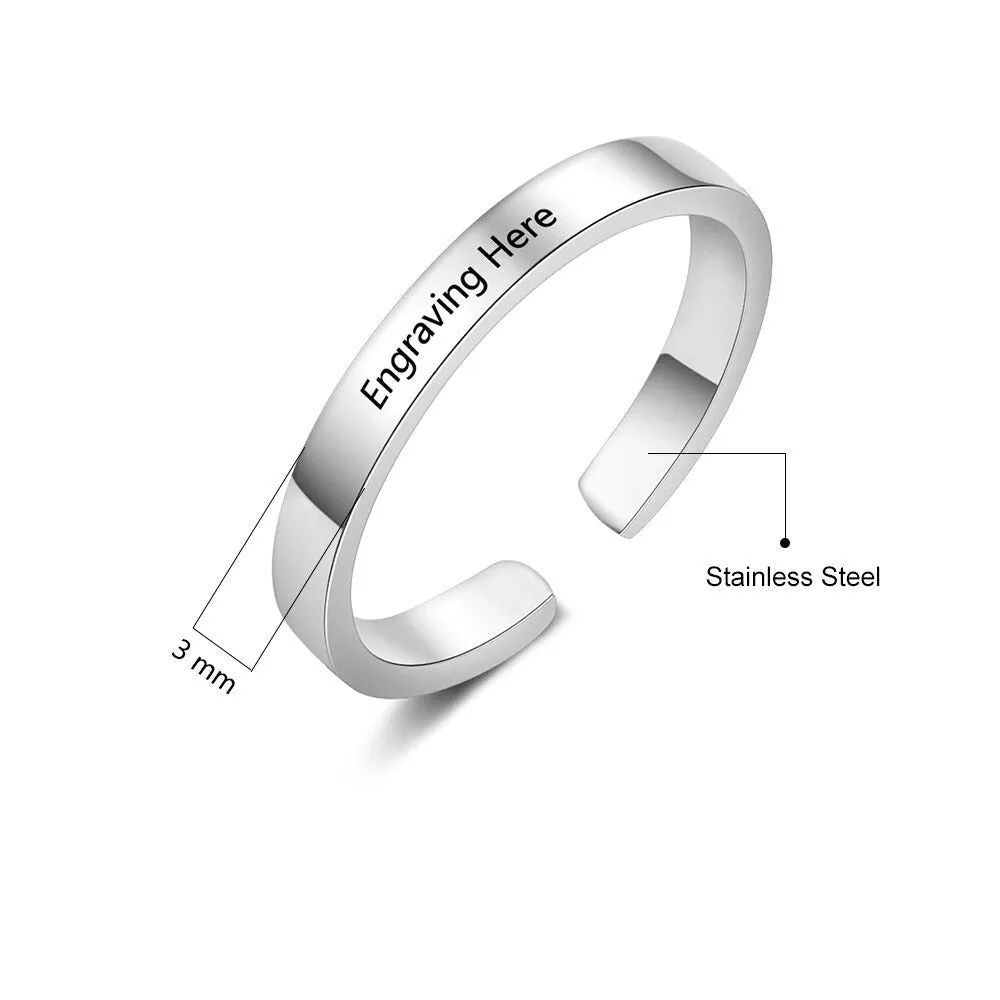 Classic Personalized Stainless Steel Adjustable Rings