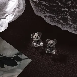 Clear & Black Teddy Bear Stud Earrings
