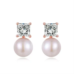 Clear Crystal & Pearl 18K Rose Gold-Plated Drop Earrings