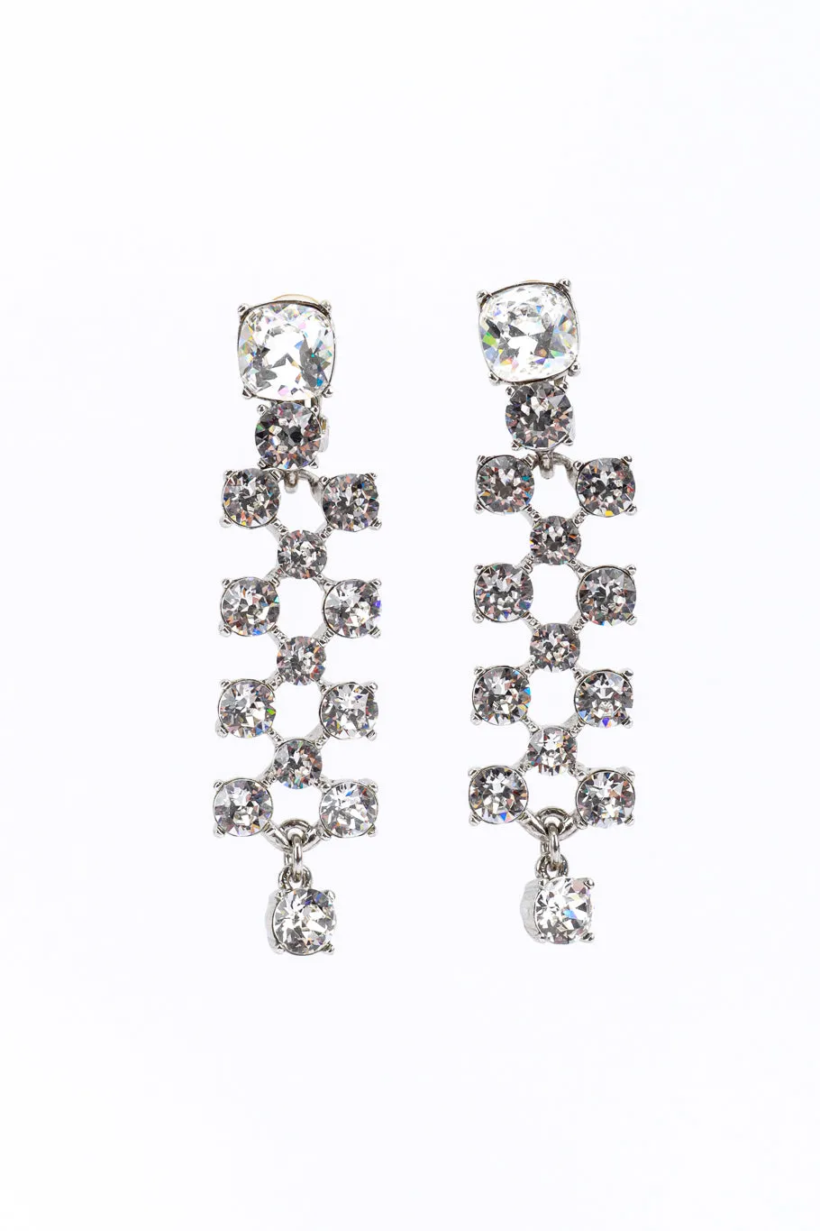Clear Crystal Lattice Drop Earrings