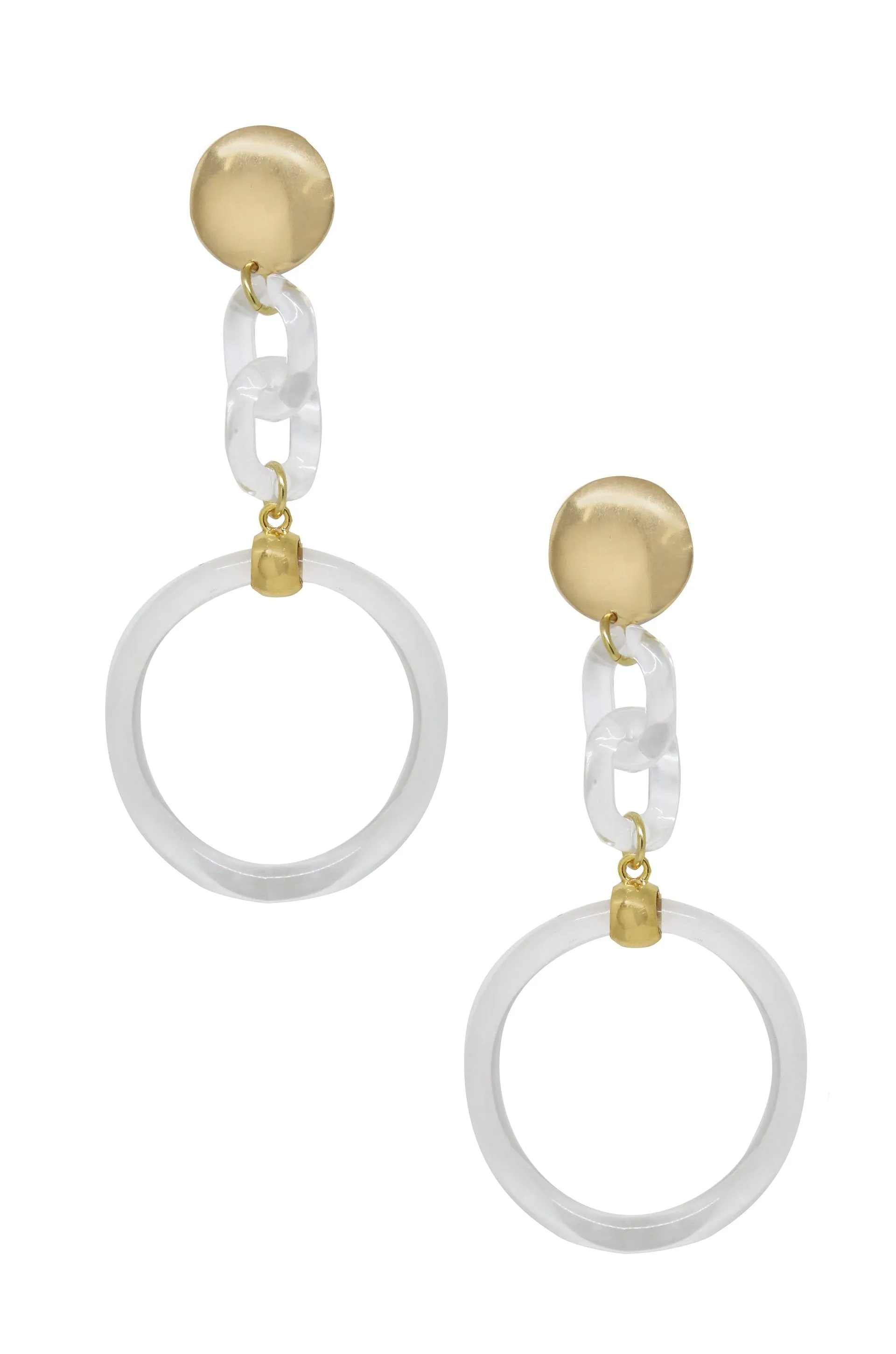 Clear Link 18k Gold Plated Dangle Earrings