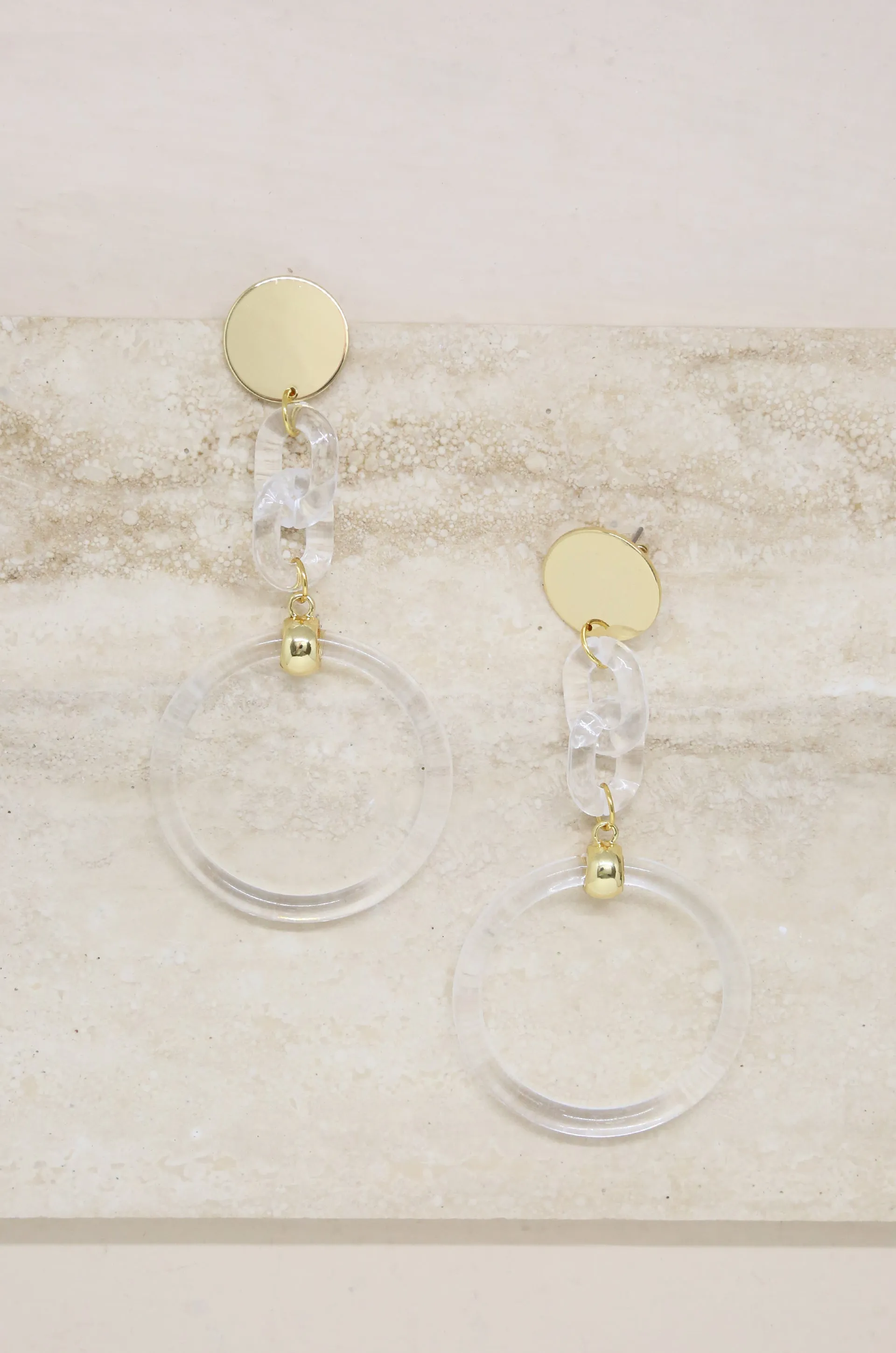 Clear Link 18k Gold Plated Dangle Earrings