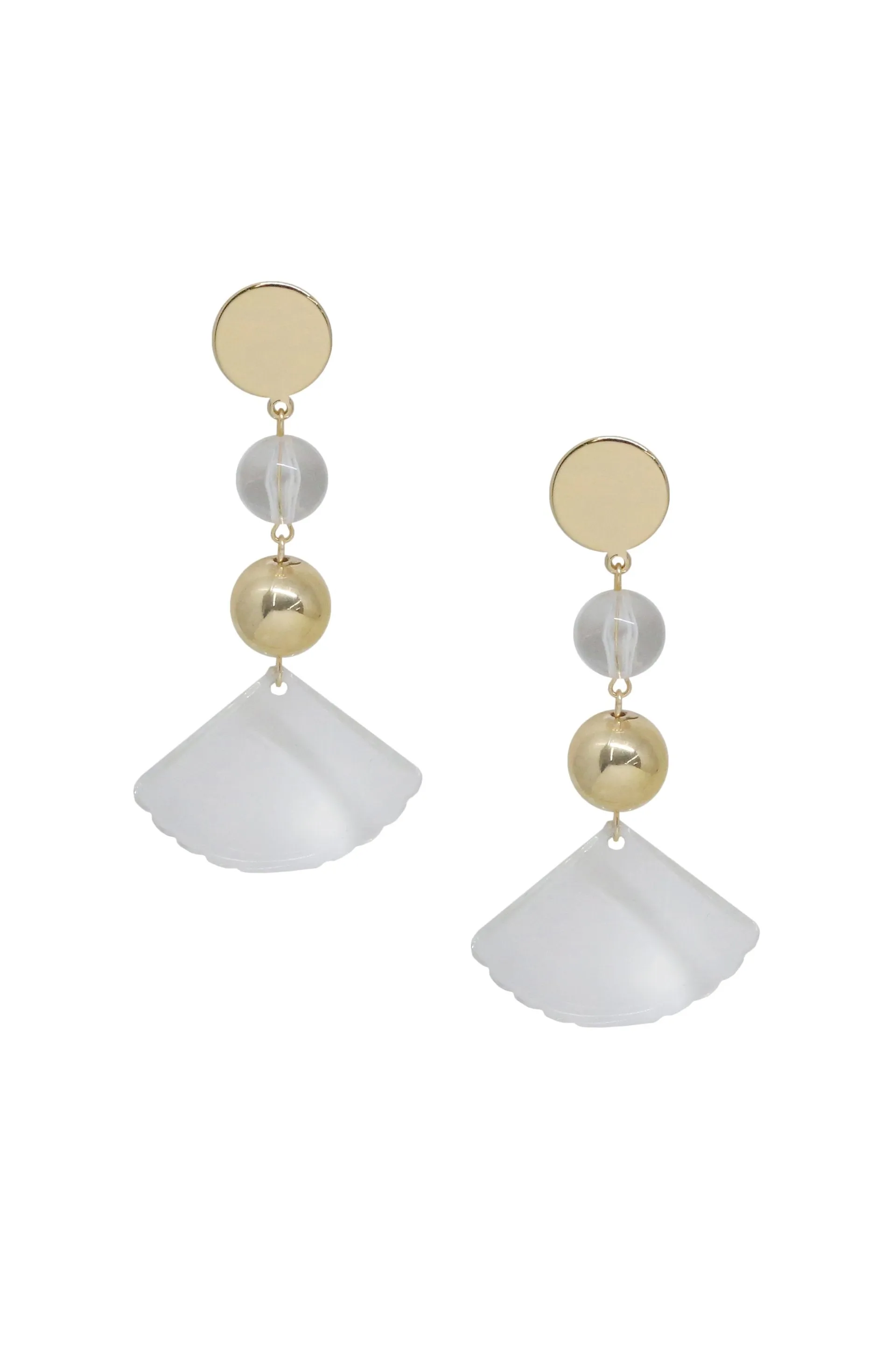 Clear Resin Drop Earrings in Gold