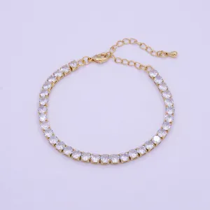 Clearance Pricing BLOWOUT Classic Gold Tennis Bracelet, Cubic Zirconia Dainty Diamond Bracelet for Minimalist Jewelry WA-789