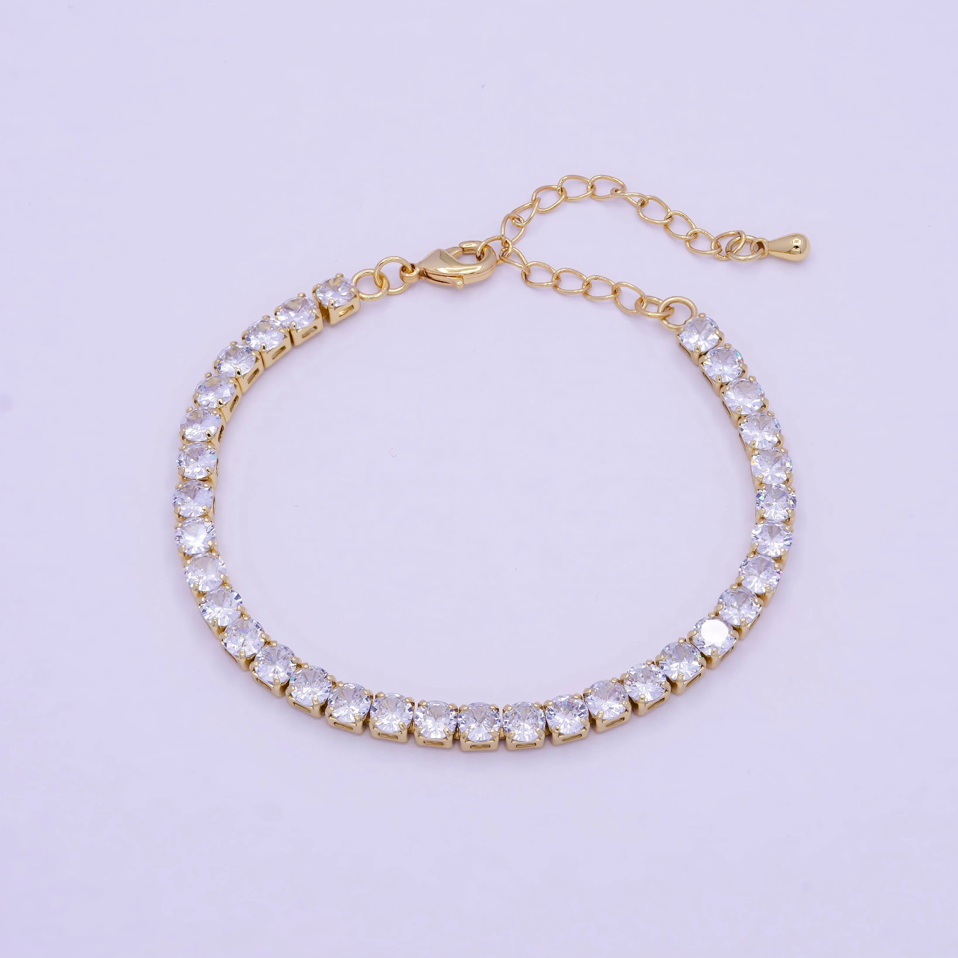 Clearance Pricing BLOWOUT Classic Gold Tennis Bracelet, Cubic Zirconia Dainty Diamond Bracelet for Minimalist Jewelry WA-789