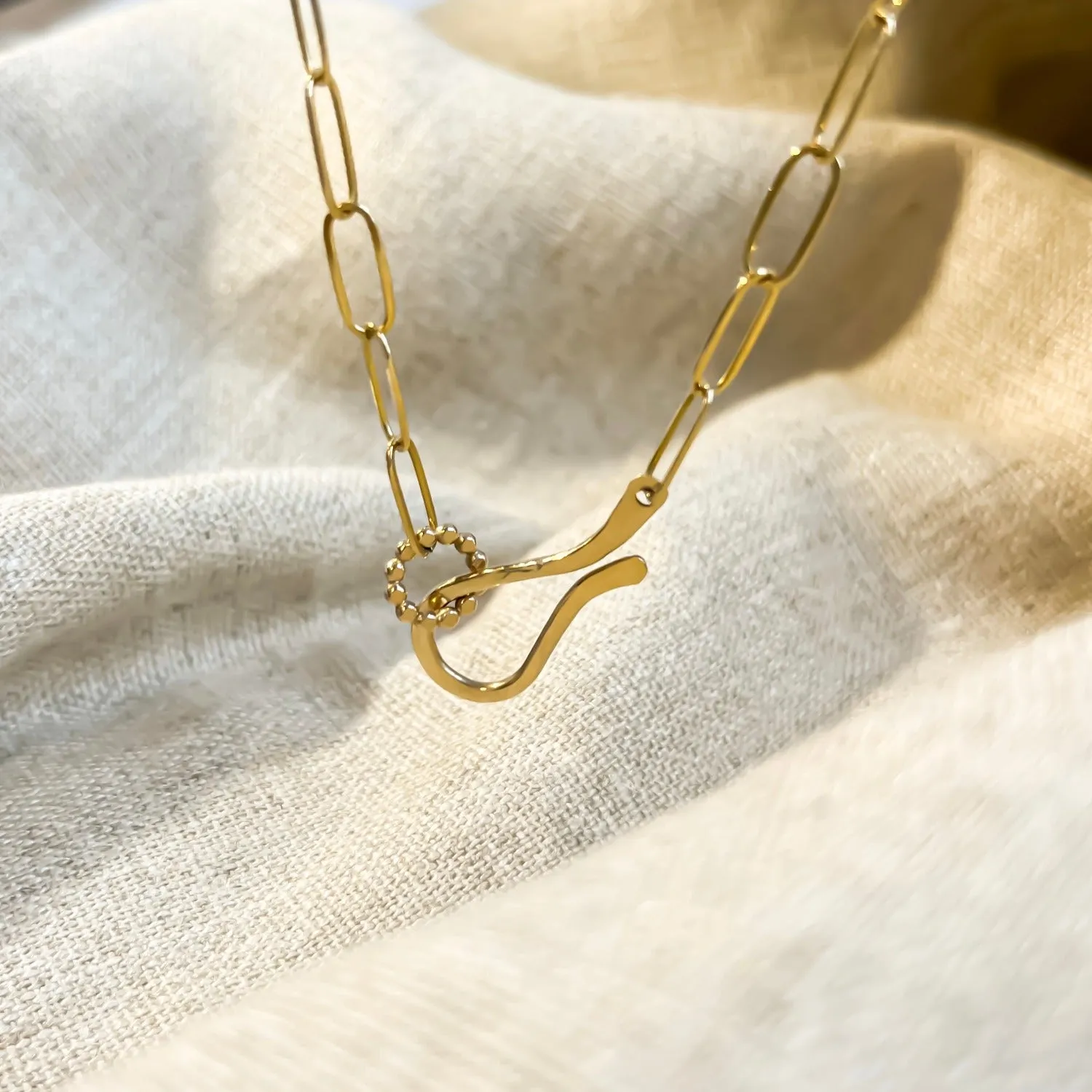 Cleo Paperclip Hook Clasp Necklace