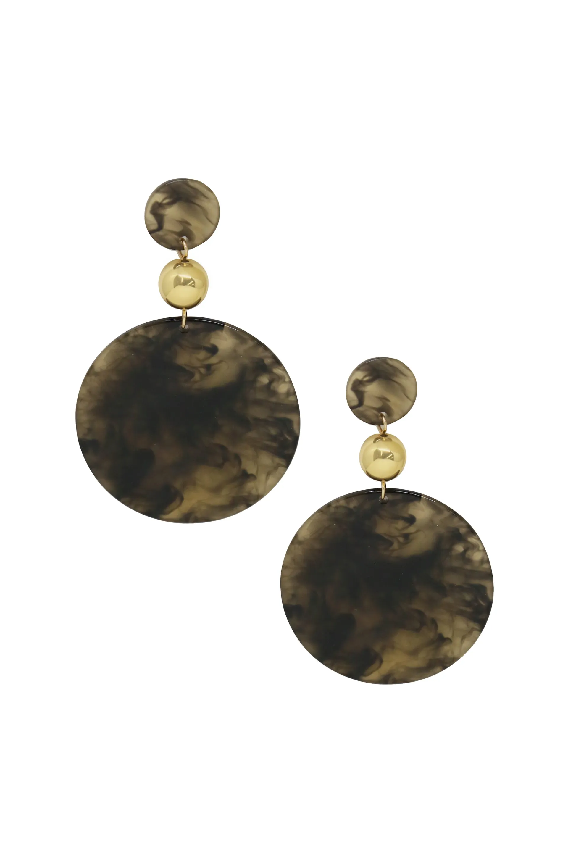 Cleopatra Resin Disc Earrings in Tan & Black