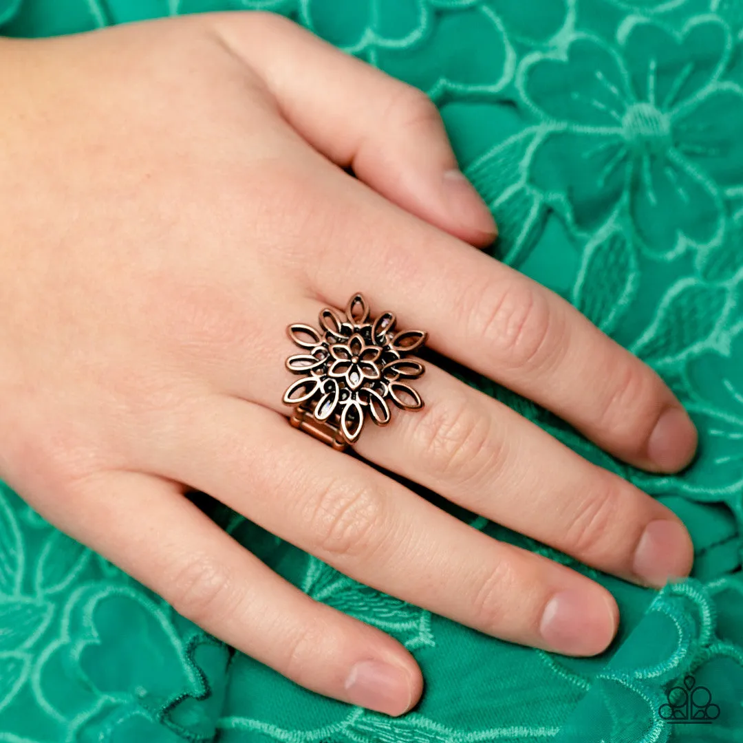 Coastal Chic - Copper - Flower Paparazzi Ring