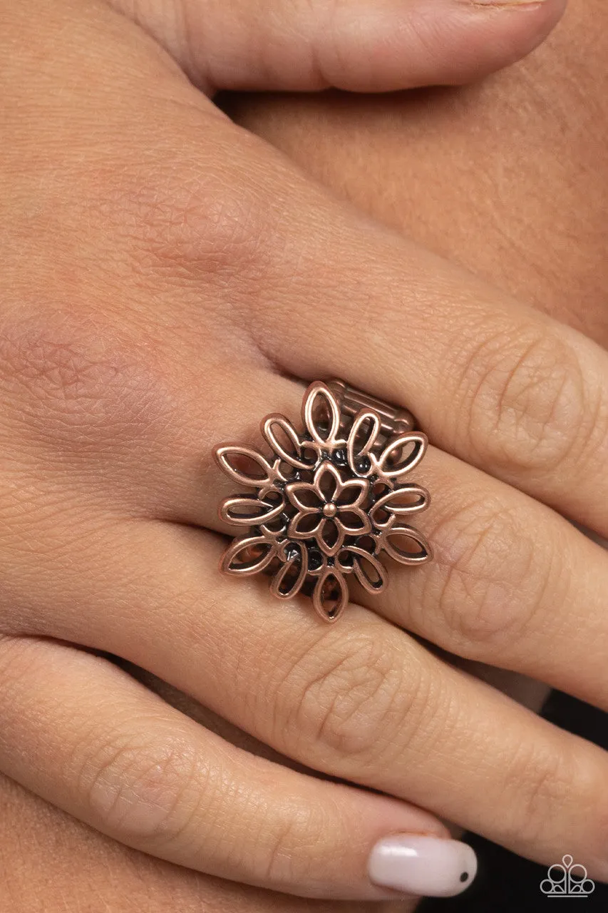 Coastal Chic - Copper - Flower Paparazzi Ring