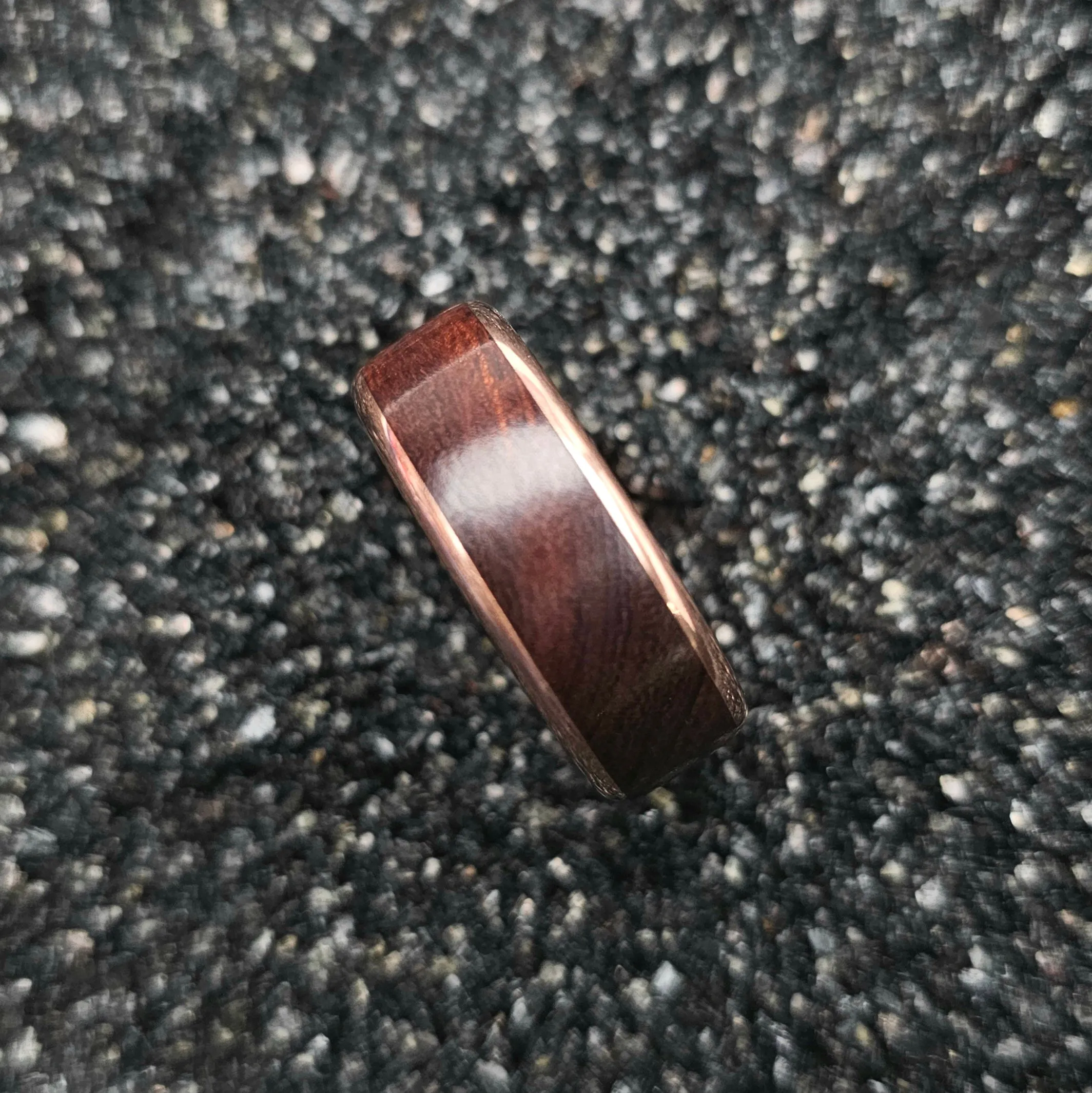 Cocus Wood & Copper Band Ring - Size 8.5