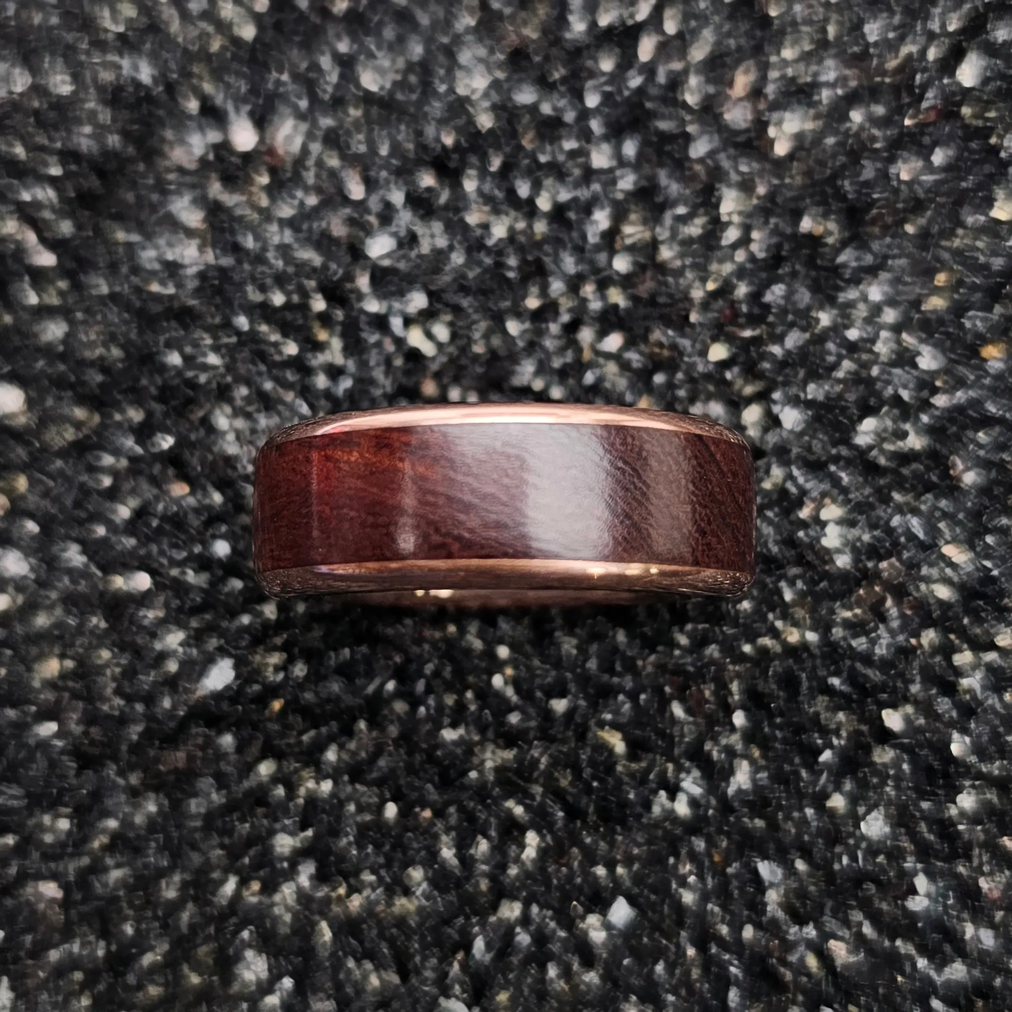 Cocus Wood & Copper Band Ring - Size 8.5