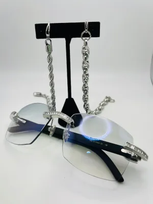 Combo - C Decor - Silver Black Woods w/ Baguettes Diamonds Set   2 Stainless Steel Bracelets