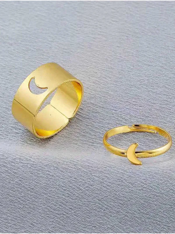Combo of 2 Golden Half Moon and Snake Couple Ring
