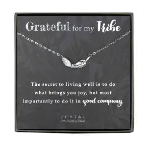 constance feather necklace, silver or gold • good company