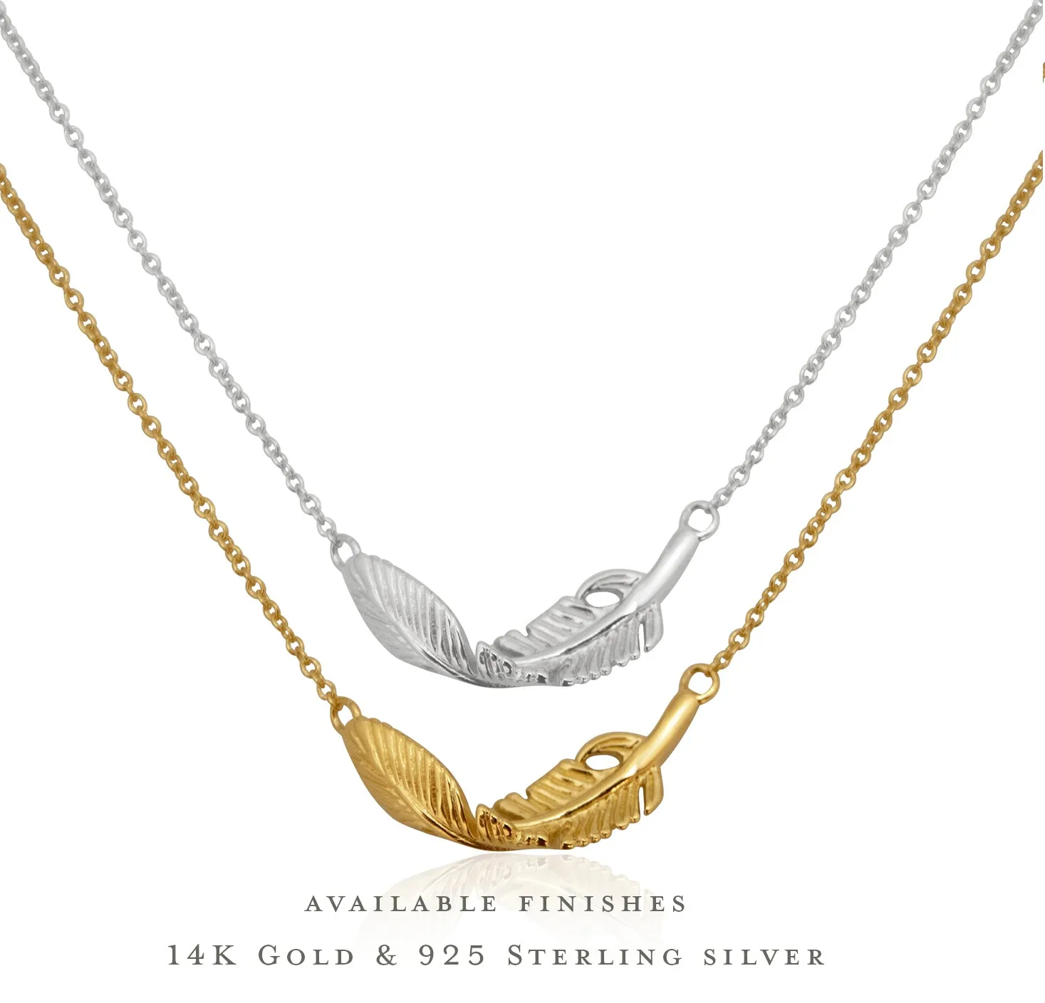 constance feather necklace, silver or gold • memorial gift