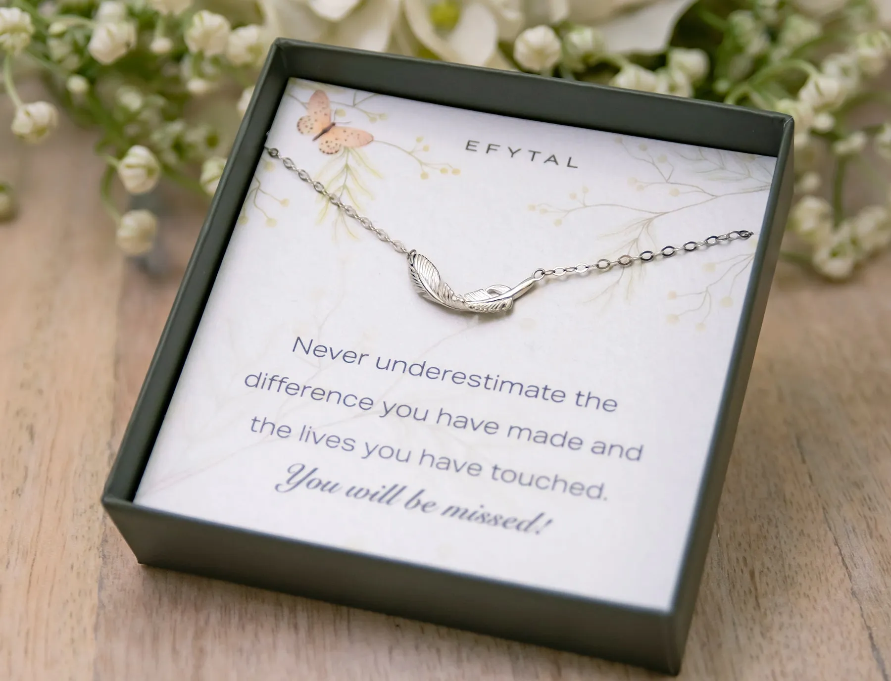 constance feather necklace, silver or gold • next journey