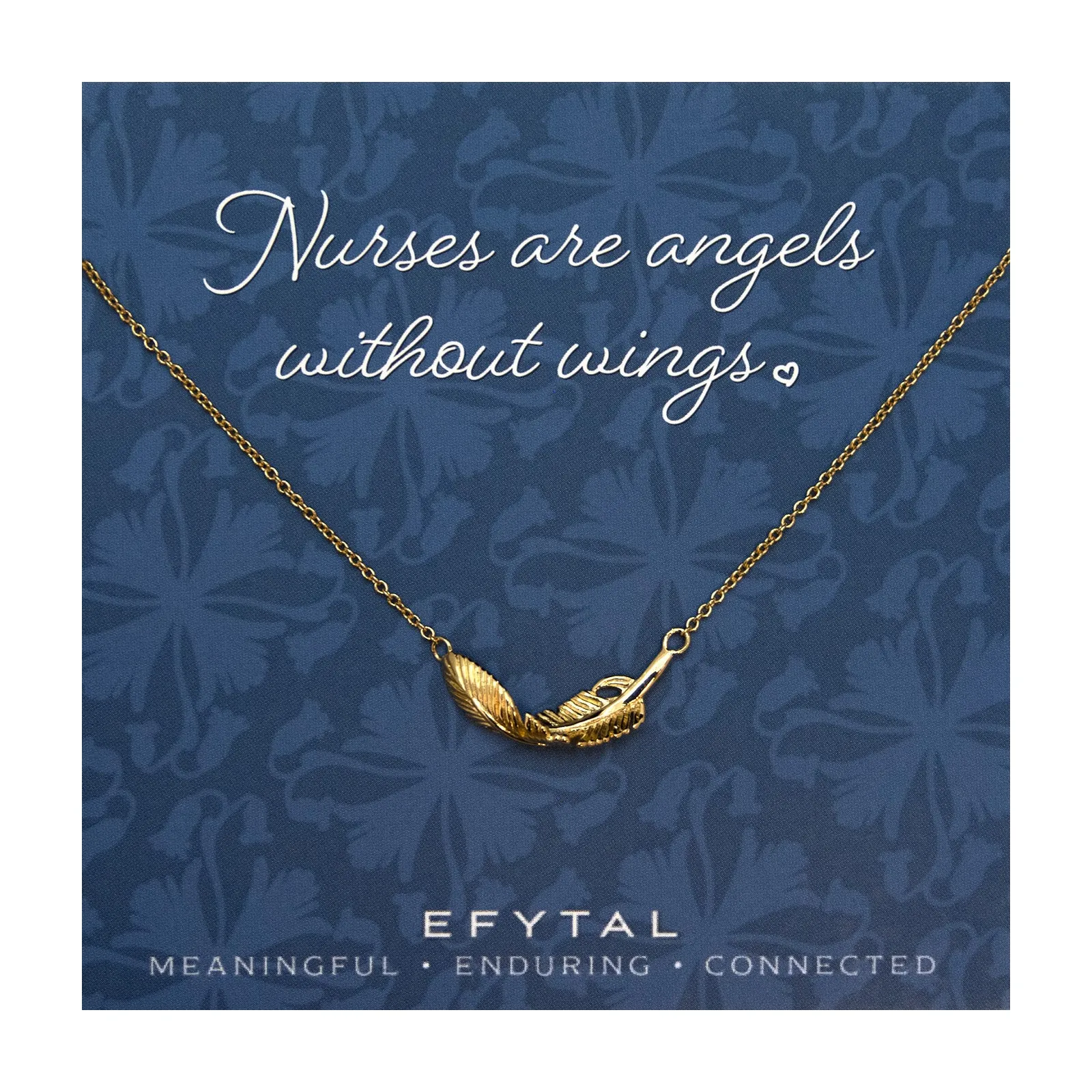 constance feather necklace, silver or gold • nurses are angels
