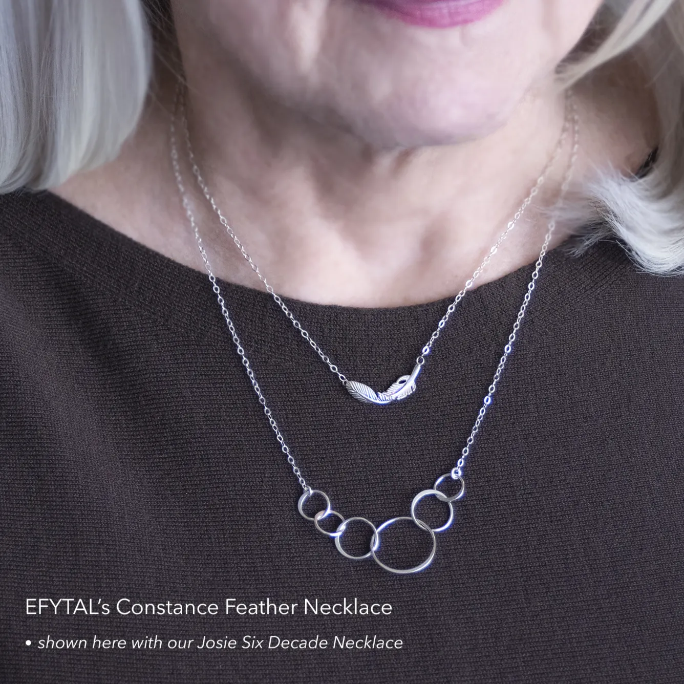 constance feather necklace, silver or gold • nurses are angels