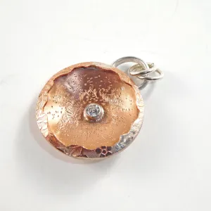 Copper and Sterling Silver Shadowbox Cubic Zirconia Pendant