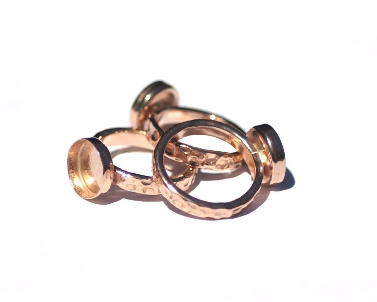 Copper Bezel Cup Ring Hammered for Resin Gluing or Setting - Size 7