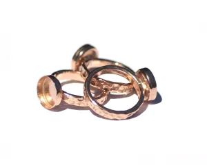 Copper Bezel Cup Ring Hammered for Resin Gluing or Setting - Size 7