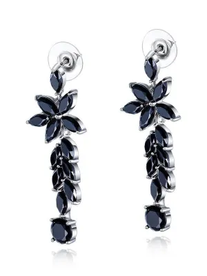 Copper Plated White Gold Earrings Black Long Earrings
