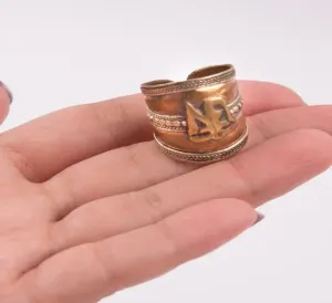 Crafted Tibetan Copper Adjustable Lucky Fibger Ohm Ring