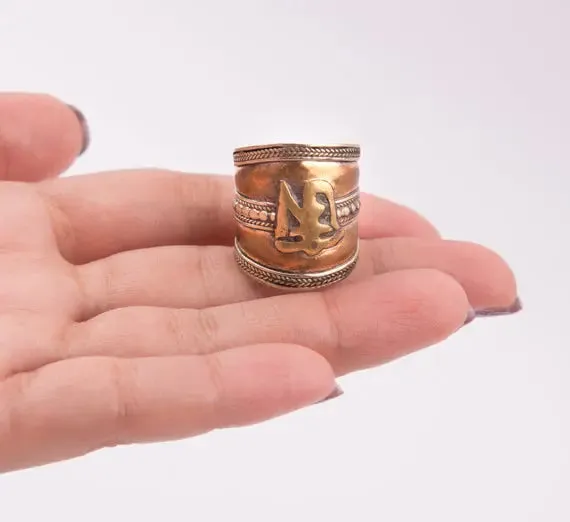 Crafted Tibetan Copper Adjustable Lucky Fibger Ohm Ring