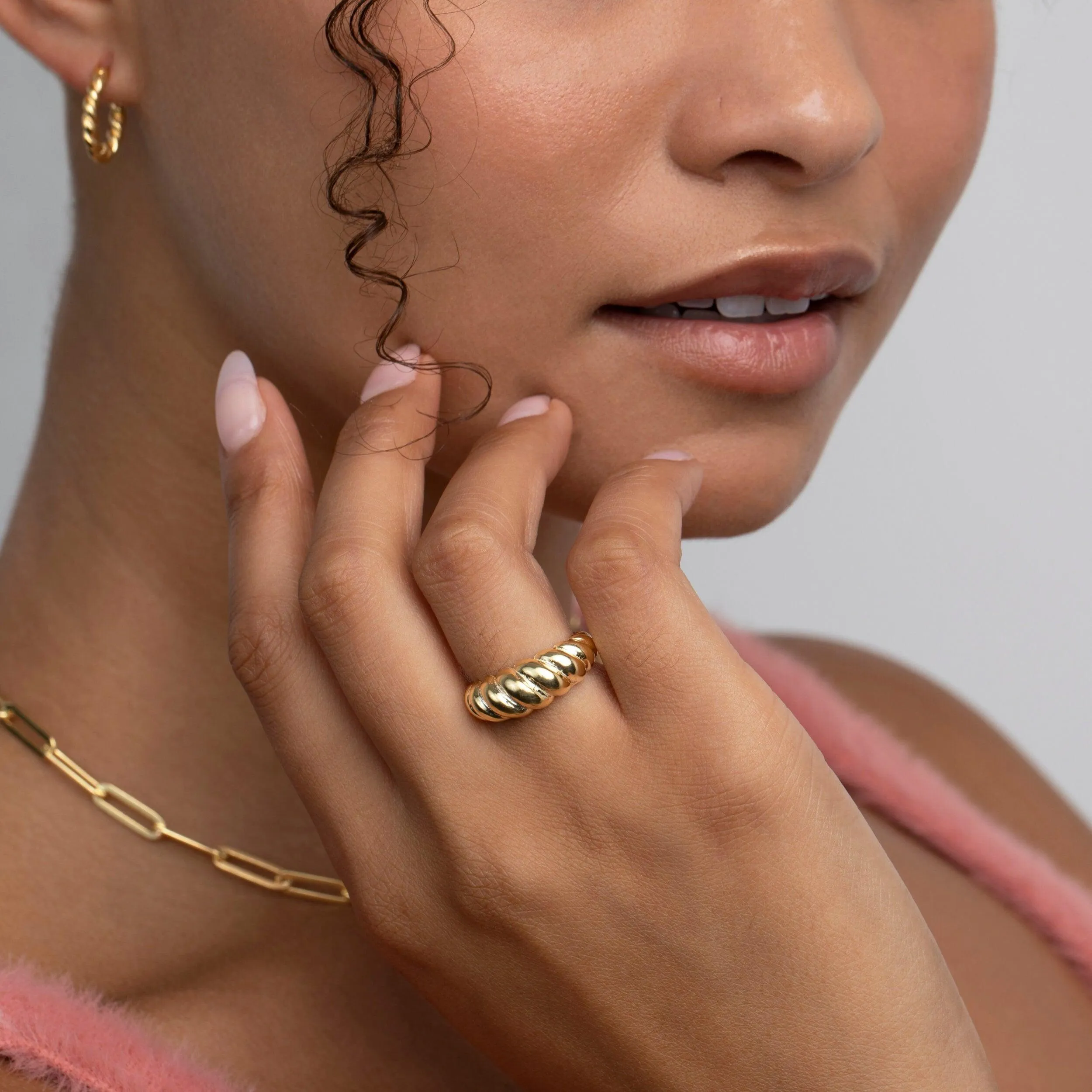 Croissant Adjustable Ring - 18K Gold Vermeil