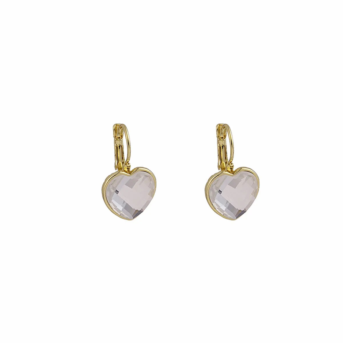 Crystal & 18K Gold-Plated Heart Huggie Earrings