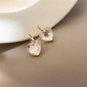 Crystal & 18K Gold-Plated Heart Huggie Earrings
