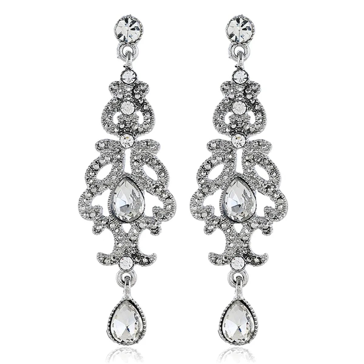 Crystal & Cubic Zirconia Drop Statement Earrings