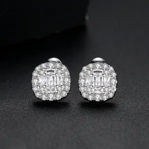 Crystal & Cubic Zirconia Round Halo Stud Earrings