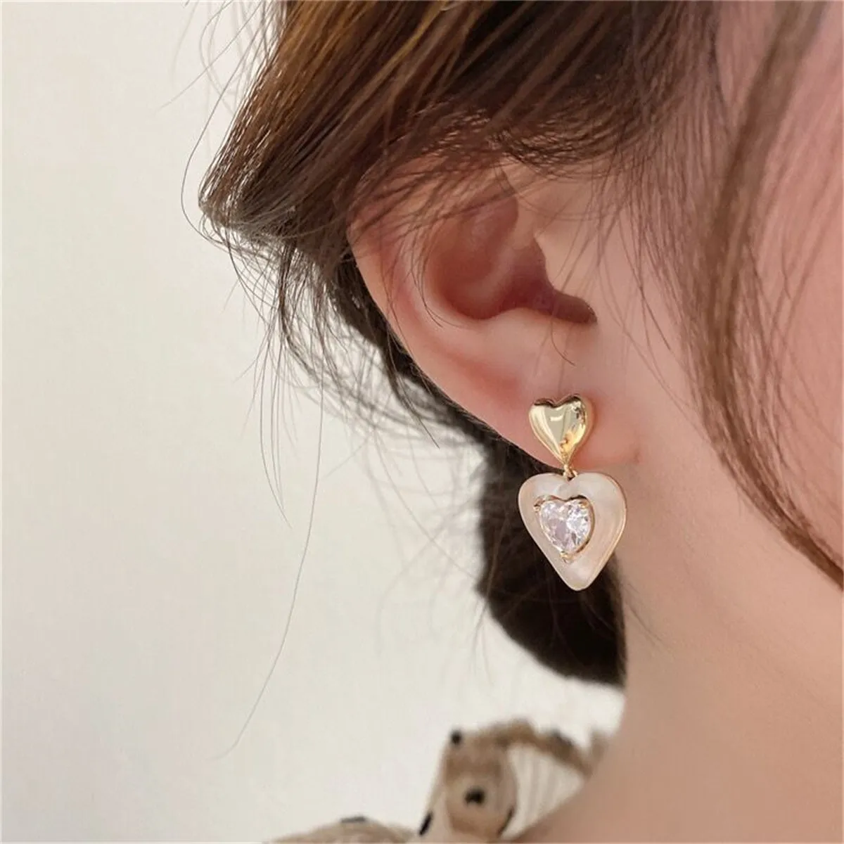 Crystal & Resin 18K Gold-Plated Heart Drop Earrings