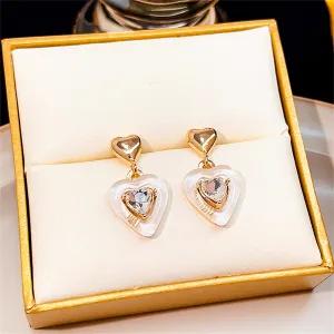 Crystal & Resin 18K Gold-Plated Heart Drop Earrings