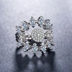Crystal & Silver-Plated Firework Ring
