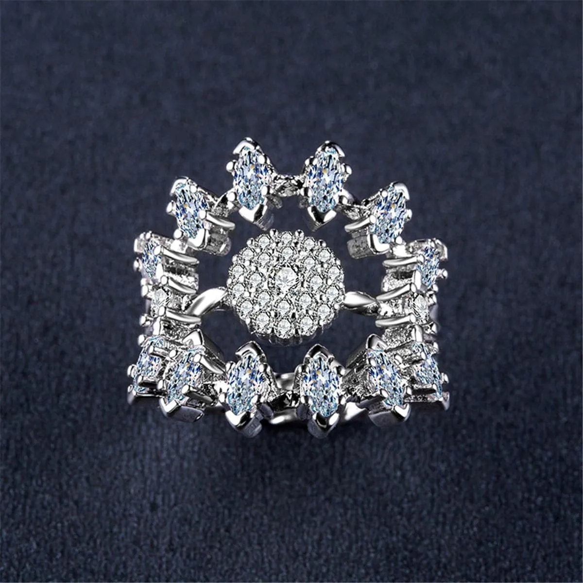Crystal & Silver-Plated Firework Ring