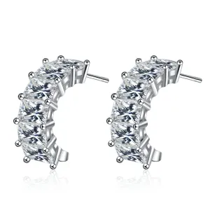 Crystal & Silver-Plated Huggie Earrings