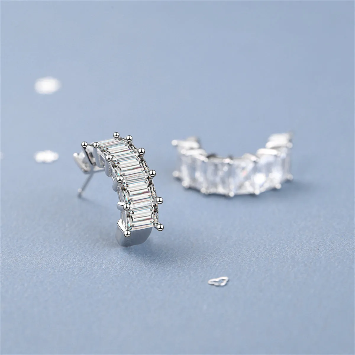 Crystal & Silver-Plated Huggie Earrings