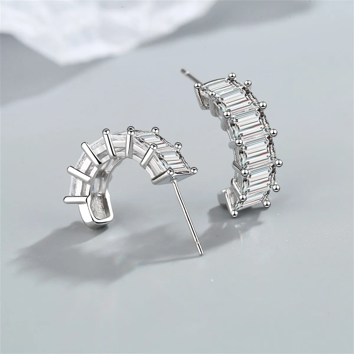 Crystal & Silver-Plated Huggie Earrings