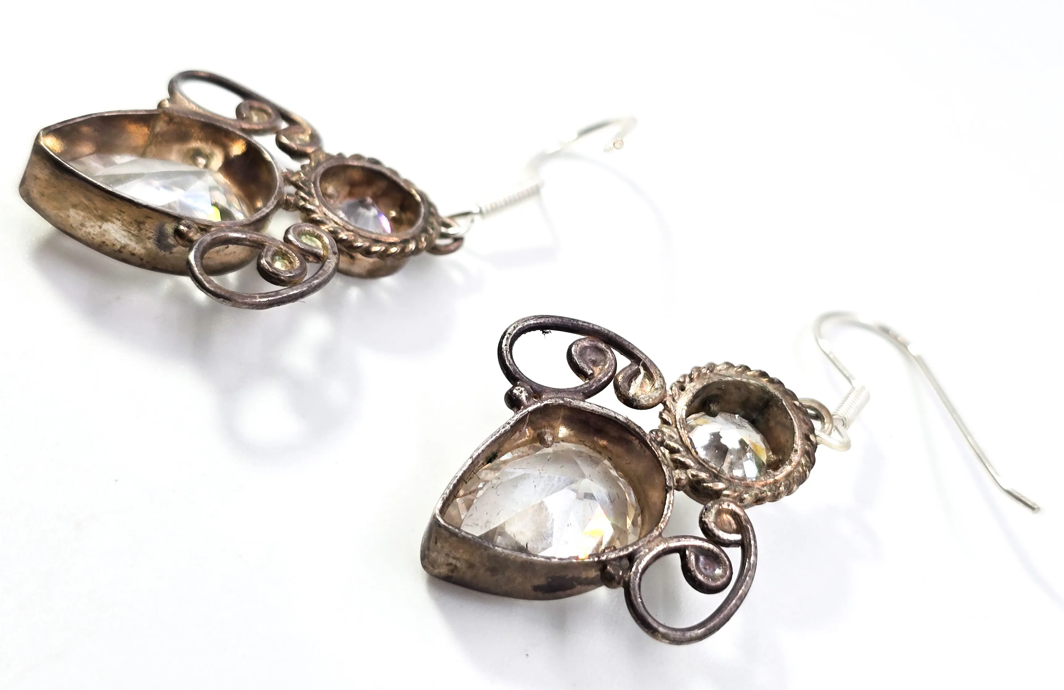 Crystal bee clear faceted crystal sterling silver figural flying insect buy earrings