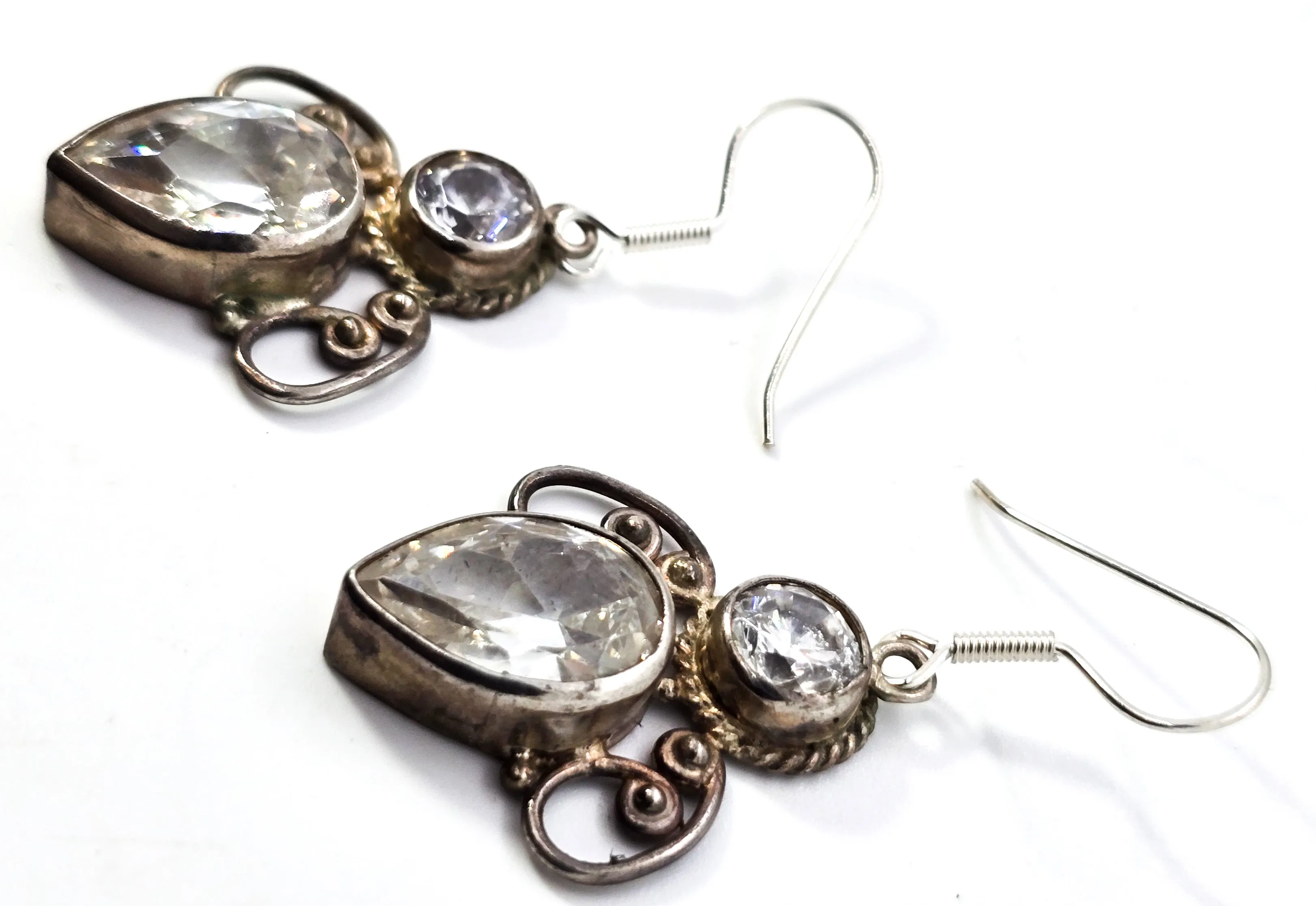 Crystal bee clear faceted crystal sterling silver figural flying insect buy earrings