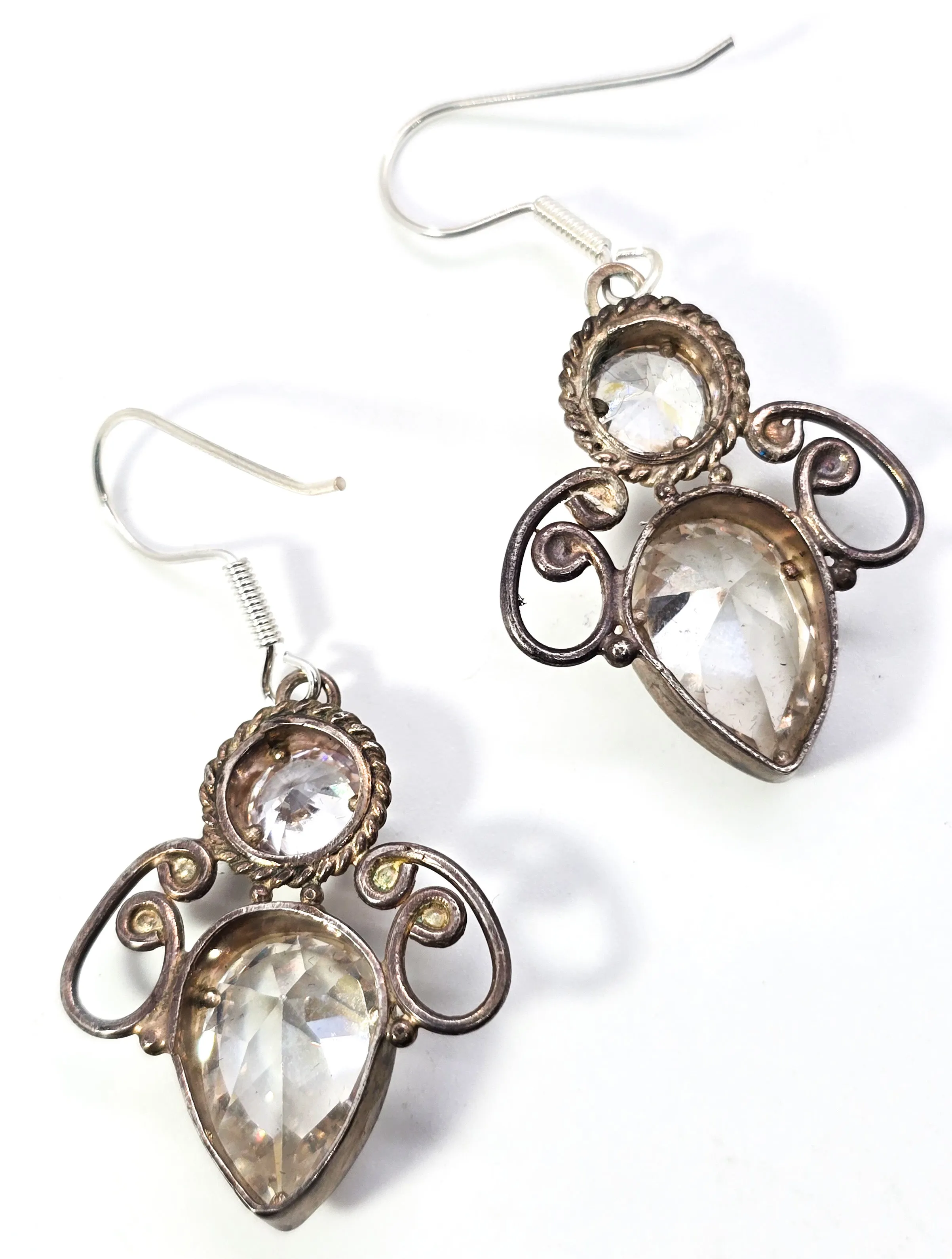 Crystal bee clear faceted crystal sterling silver figural flying insect buy earrings