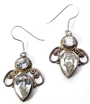 Crystal bee clear faceted crystal sterling silver figural flying insect buy earrings