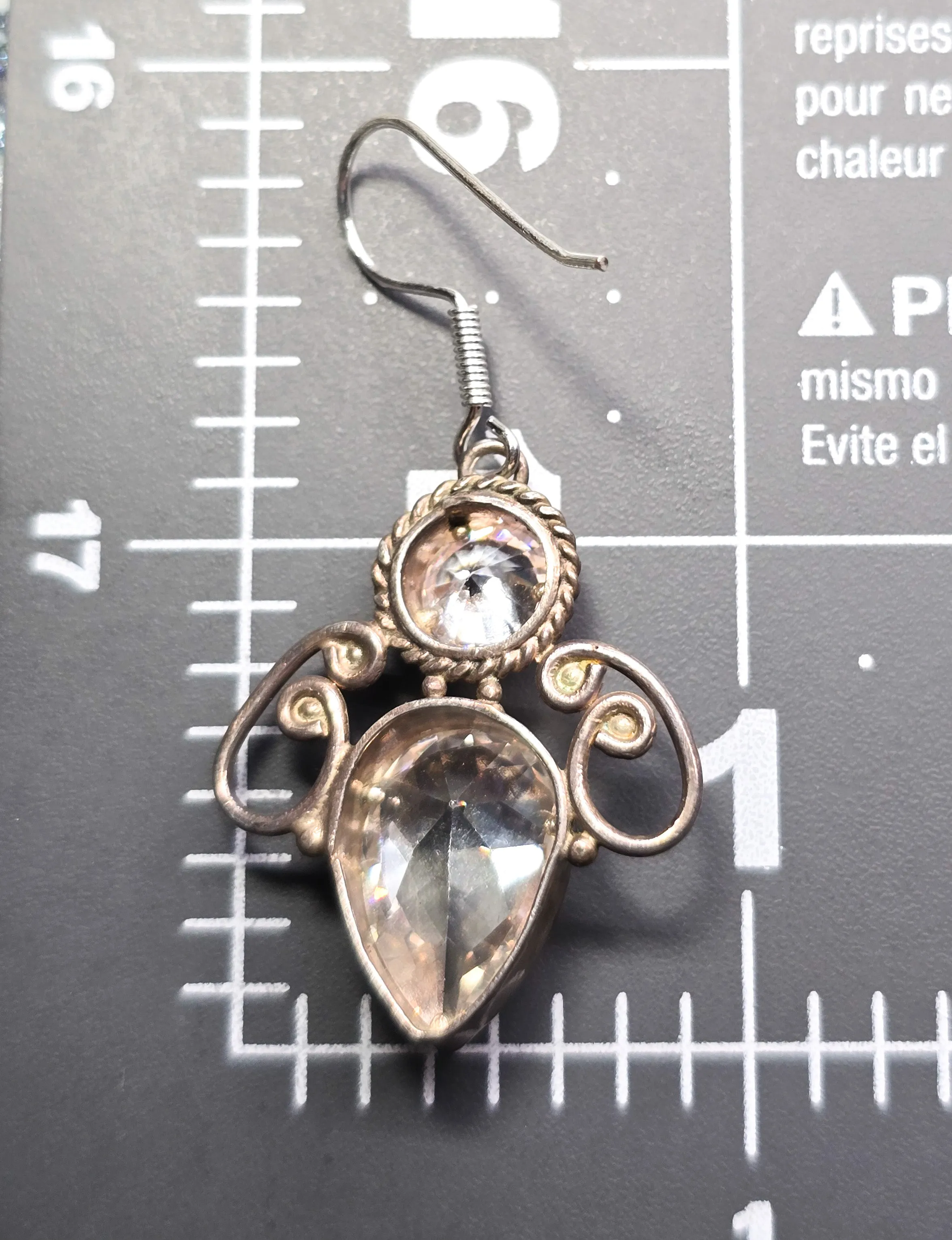 Crystal bee clear faceted crystal sterling silver figural flying insect buy earrings