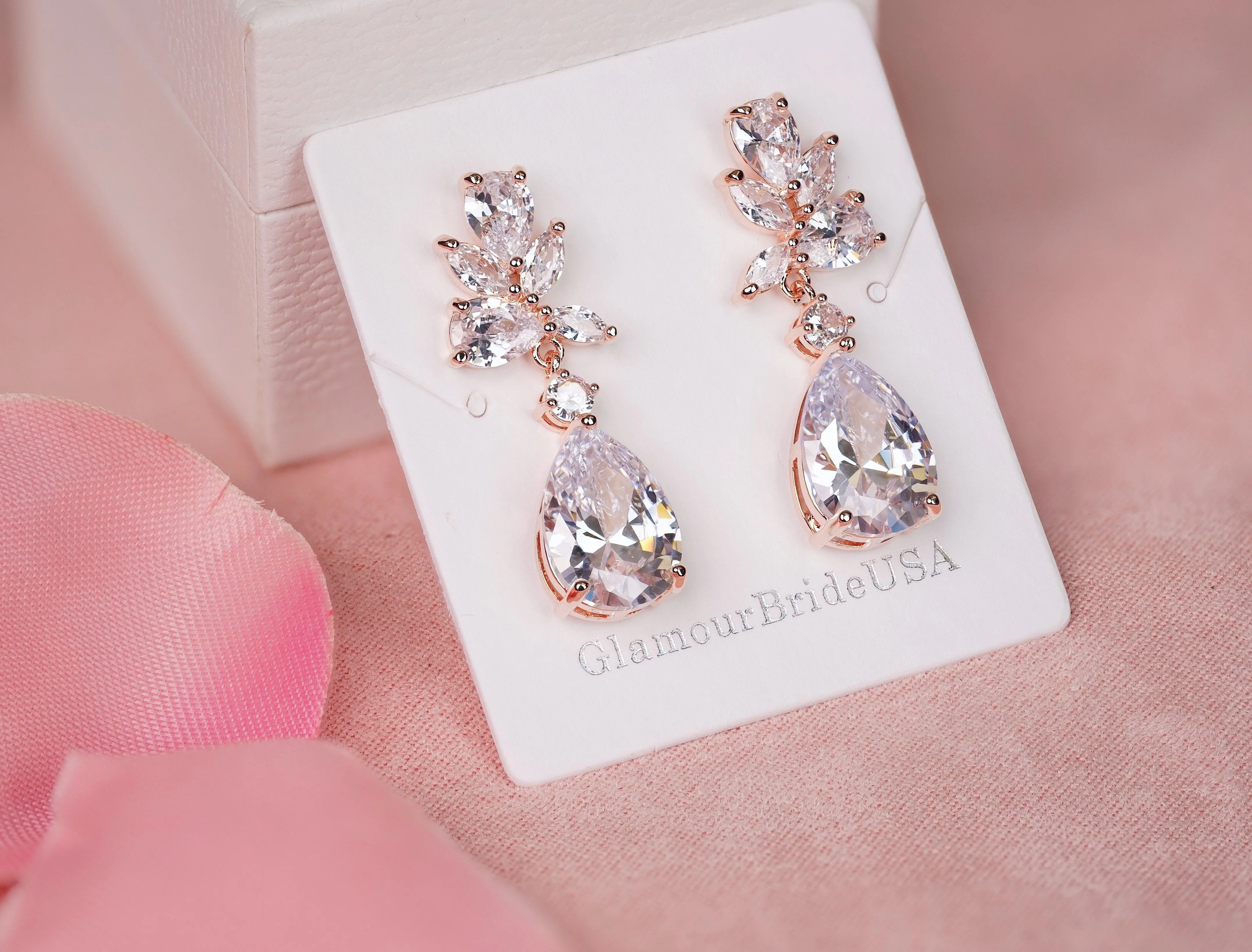 Crystal Blue Tear Drop Earrings - Jessica