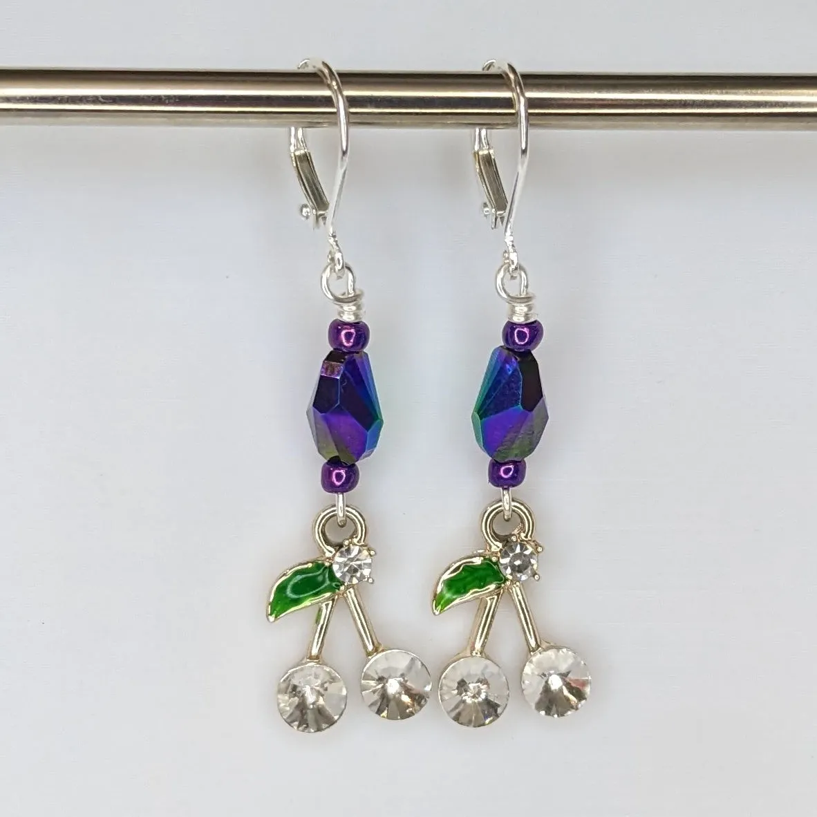 Crystal Cherry Earrings & Stitch Markers