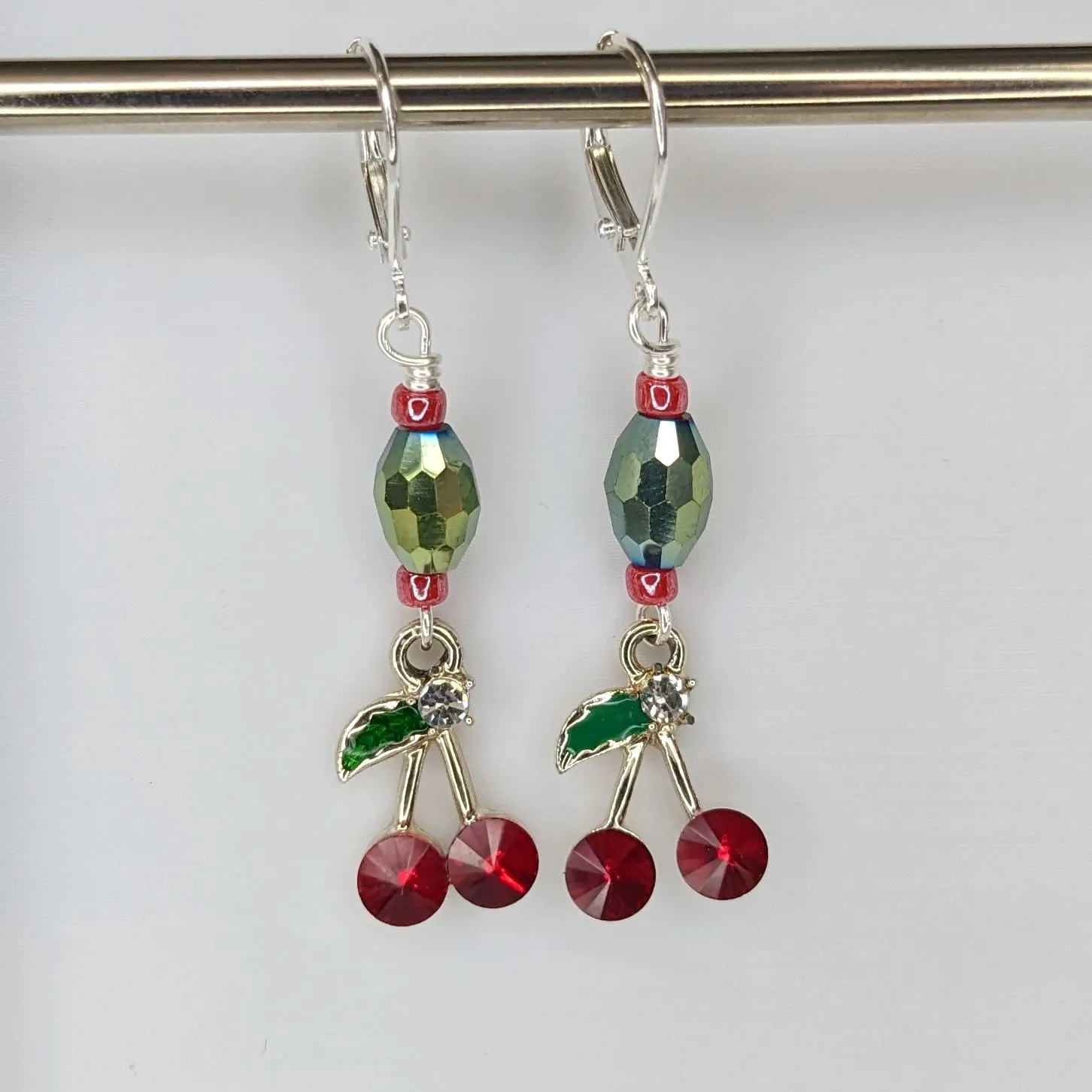 Crystal Cherry Earrings & Stitch Markers