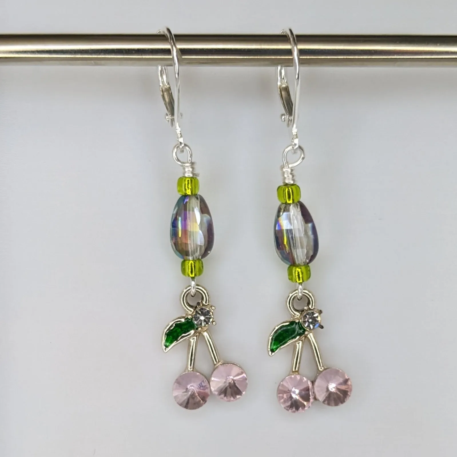 Crystal Cherry Earrings & Stitch Markers